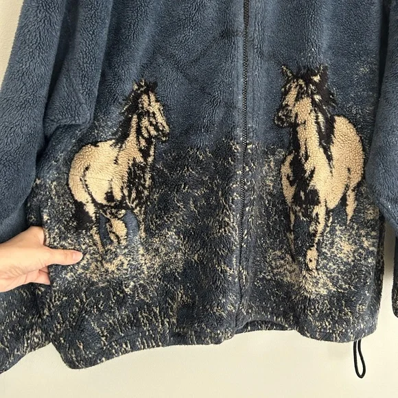 Vtg RARE Red Head Western “Wild Horses” Comfy Full Zip Jacket Sz L - Picture 4 of 7